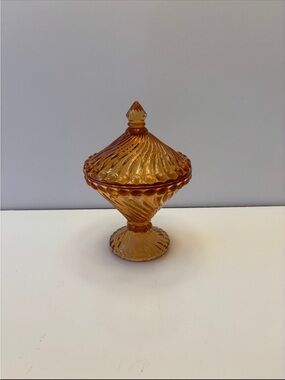 Vintage Anchor Hocking Amber Fairfield lidded candy dish